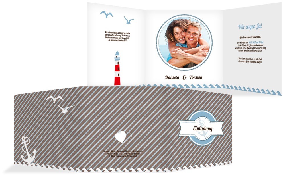 Hochzeitskarten Paradies Einladungskarte Leuchtturm