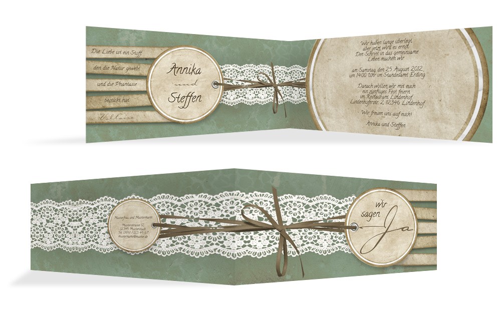 Hochzeitskarten Paradies Einladungskarte Vintage Lace